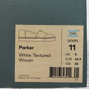 Toms Parker White Textured Woven Slip ons